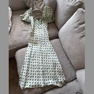 Viscose-Linen Ruched Long Midi Dress